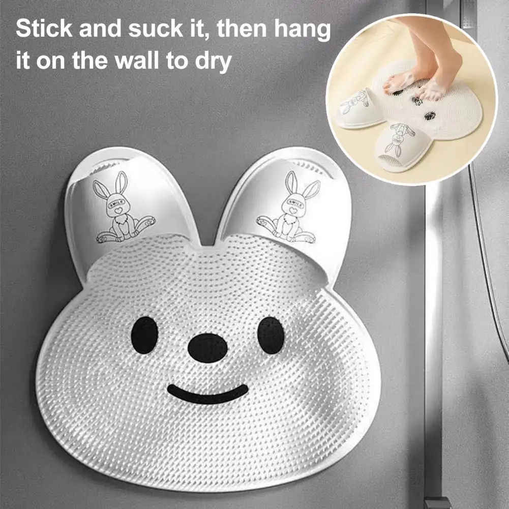Rabbit Bathroom Shower Anti Slip Mat Foot Scrubber Back Scrubber Circular Massage Mat Silicone Foot Mat Foot Washer