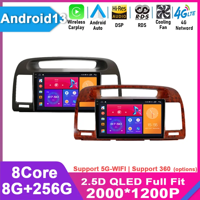 

For Toyota Camry 2001 - 2006 Car Stereo Android 13 Auto Oled Sreen Bluetooth USB Music Video Multimedia Player Autoradio Carplay