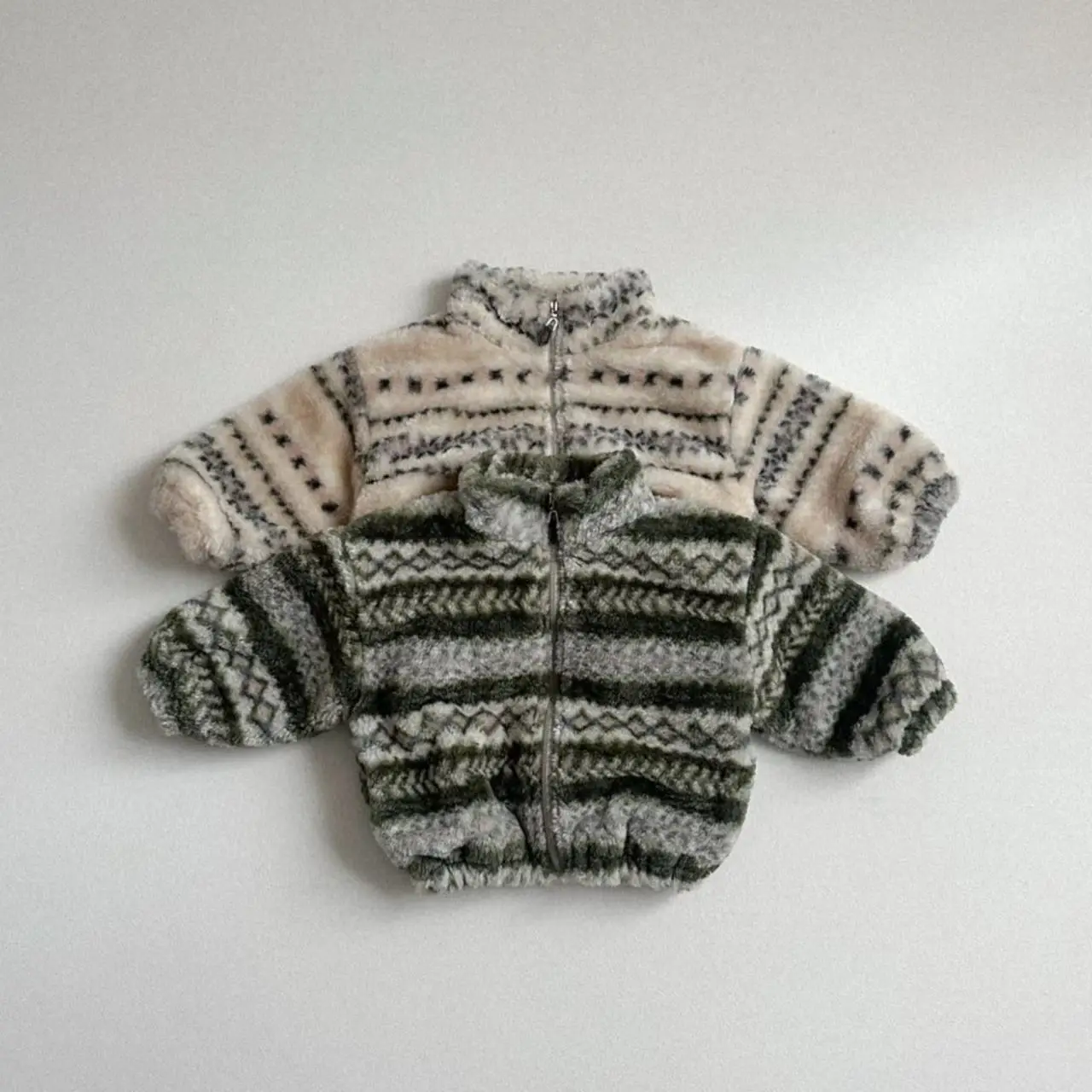 

2025 Winter New Baby Warm Plush Coat Infant Girl Vintage Print Padded Jacket Toddler Boy Long Sleeve Fleece Coat Kids Clothes