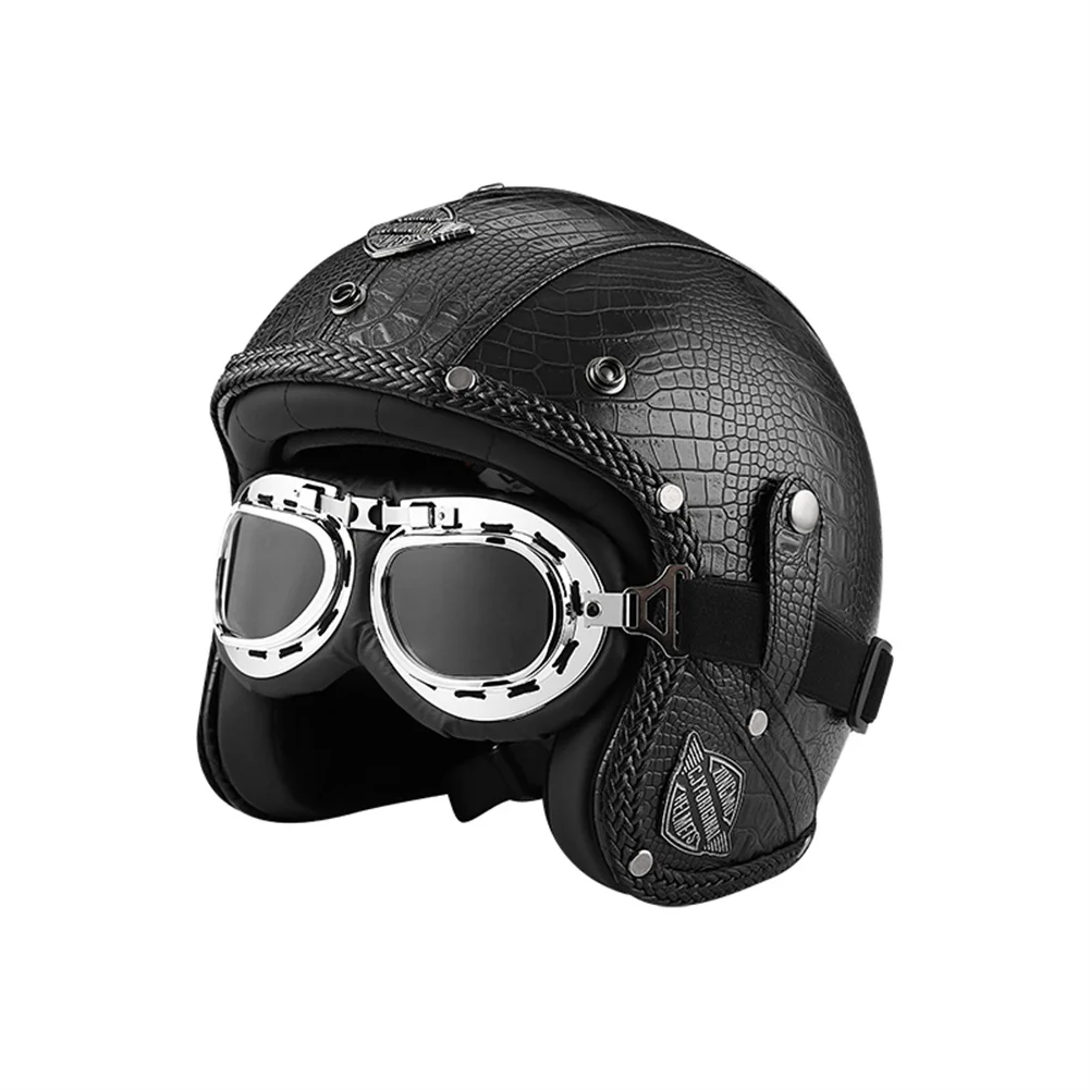 2022 neue jyt pu leder vintage männer frauen offenes gesicht motorrad helm deutsch wwen retro roller fahrer jet casque moto casco