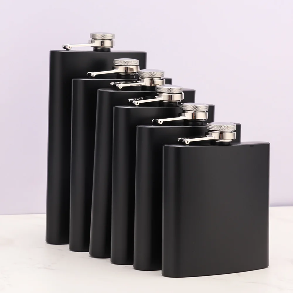2/6/7/8/9/10/12 أوقية مربع الفولاذ المقاوم للصدأ قارورة الورك قارورة الورك مع غطاء معدني الكحول ويسكي قارورة الورك غطاء برغي سيدة عيد ميلاد