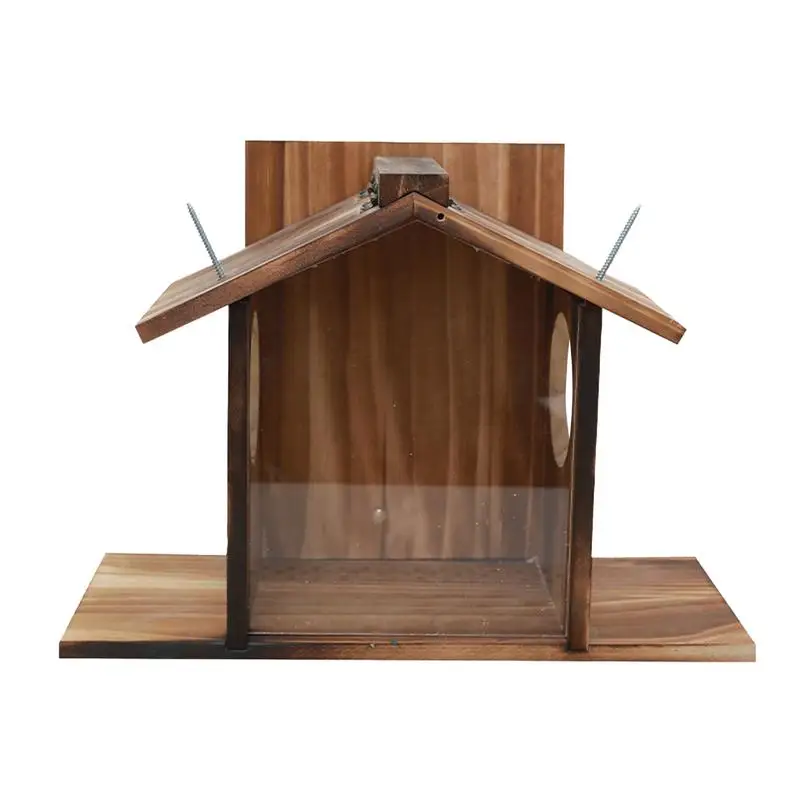 Wooden Squirrel Feeder Winter Outside Feeding House Squirrel Feeder Funny Table Feeder Large Feeder Box For Corn & Nuts