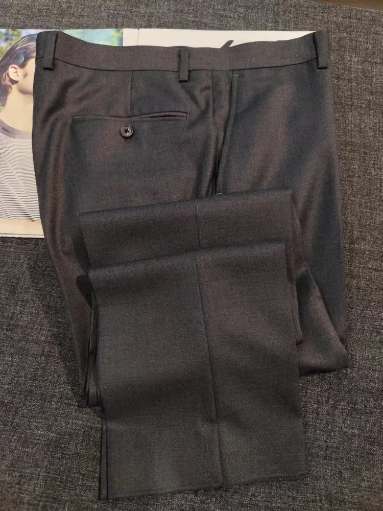 

Men's Deep Grey Business Style Straight Leg Woolen Trousers Autumn Winter New Fashion TRANDS Brand Versatile Corporate Wear