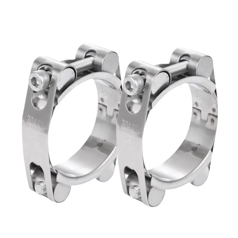 2pcs T-Bolt Hose Clamp Double Head 304 Stainless Steel  Adjustable Strong Throat Hoop Tube Clamps for Automotive Plumbing Pipe