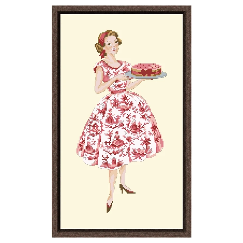 

Красота, торт, вышивка крестиком, розовое платье, 18ct, 14ct, 11ct, светло-желтая хлопковая нить, вышивка, сделай сам, рукоделие ручной работы