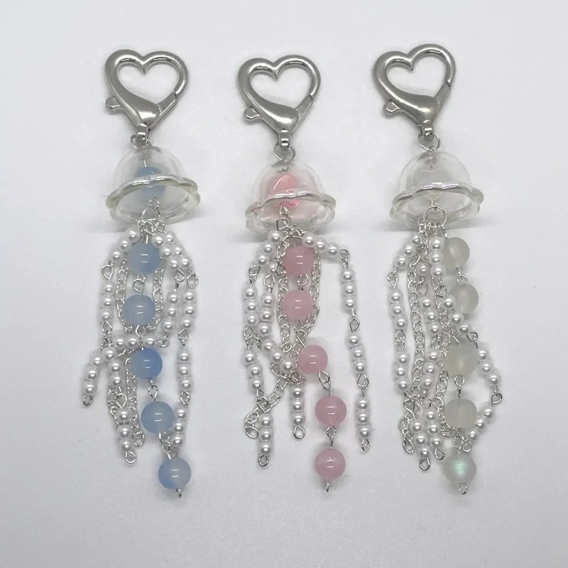 

Cute Beaded Jellyfish keychain/keyring