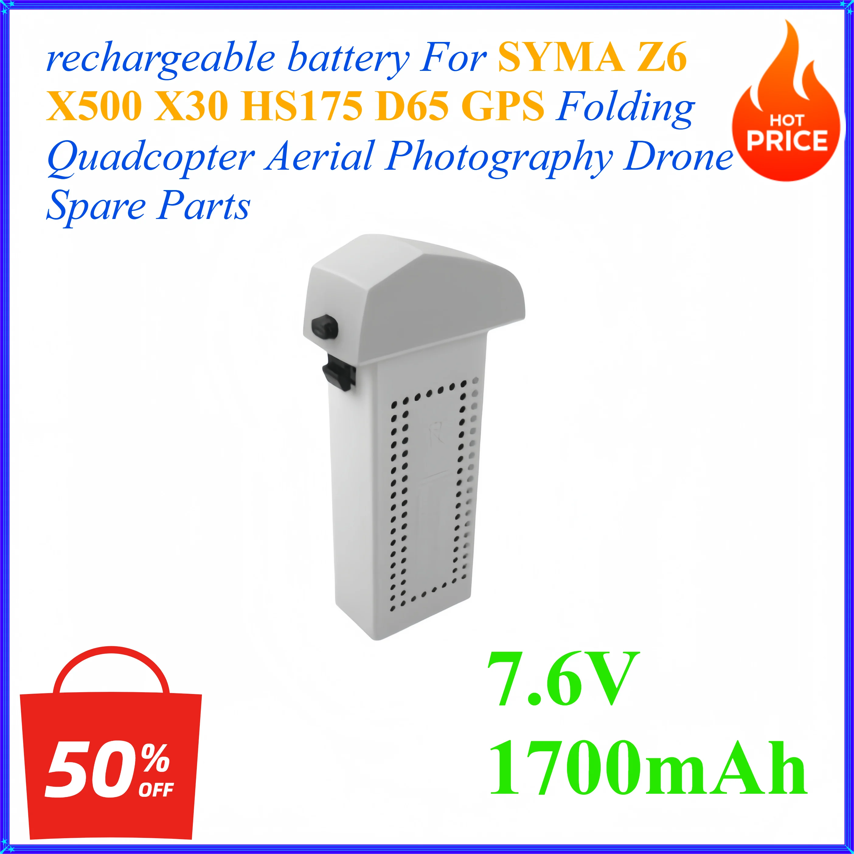 7.6V 1700mah rechargeable battery For SYMA Z6 X500 X30 HS175 D65 GPS Folding Quadcopter Aerial Photography Drone Spare Parts