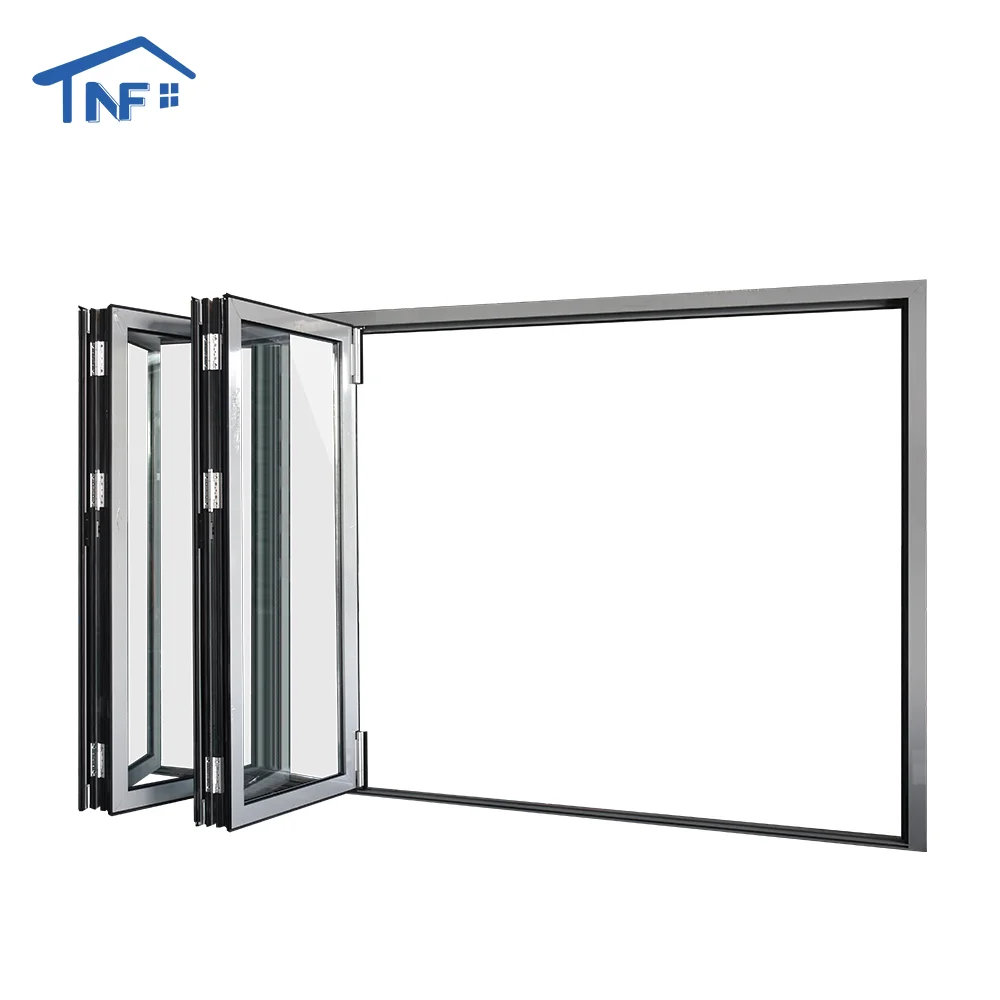 Modern Design House Build Aluminum Foldable Doors Double Triple Tempered Glass Bi-folding Doors