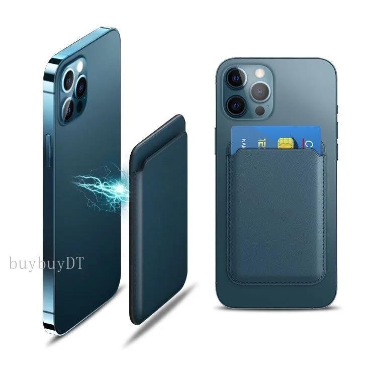 Phone Leather Magsafe Back Cover Case with Magnetic Card Holder Sleeve and Pocket for IPhone 16 15 14 13 12 Protective Design