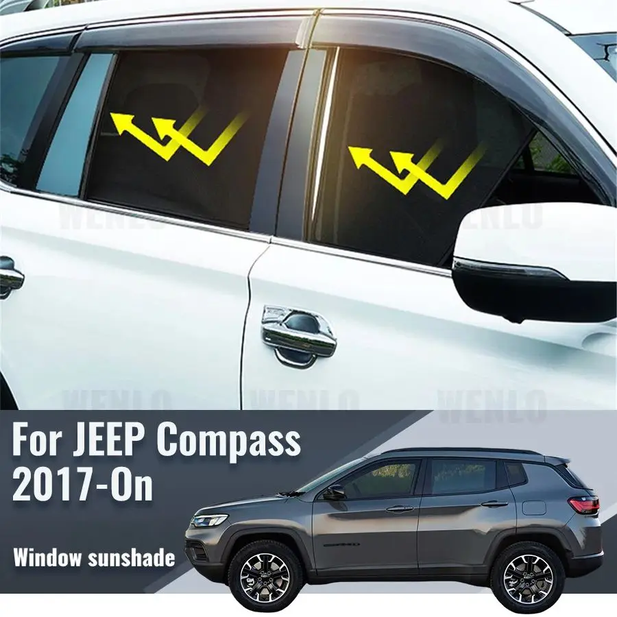 

For JEEP Compass MP 2017-2024 Front Windshield Frame Curtain Magnetic Car Sunshade Shield Rear Side Window Sun Shade Visor