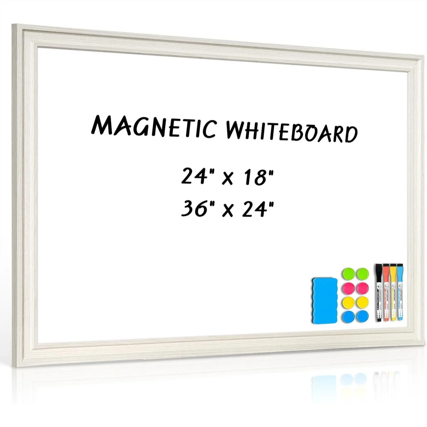 

Magnetic Dry Erase Board 36x24, Whiteboard with Vintage Wooden Frame for Home Office School