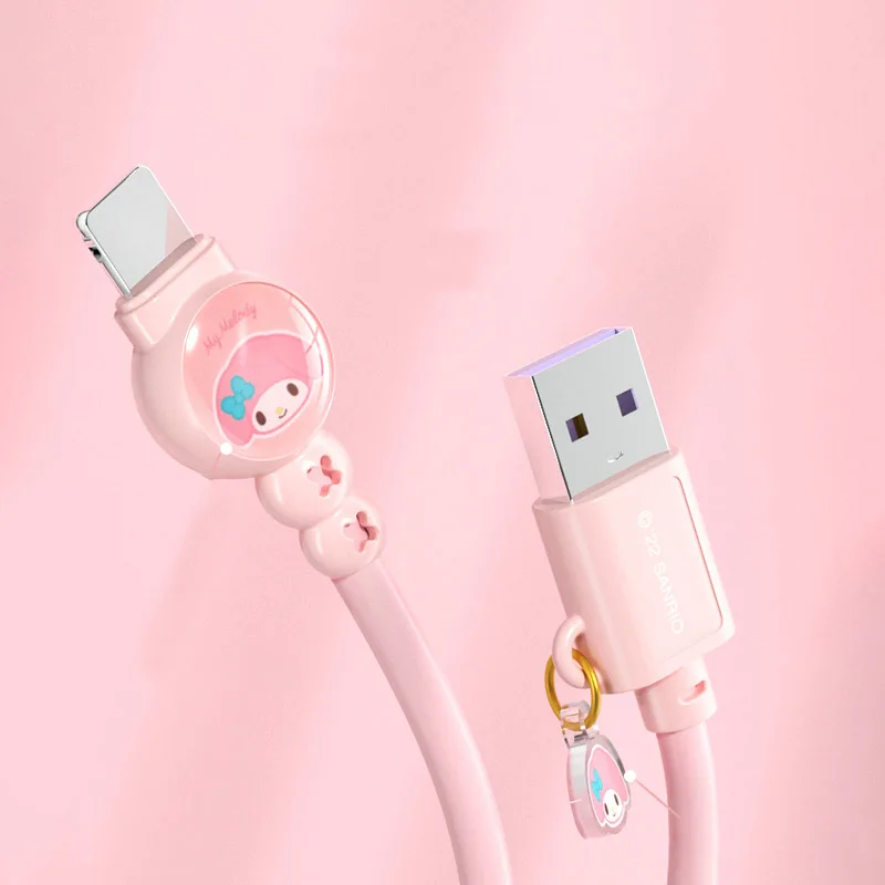 Sanrios Hello Kittys 5A Usb Cable for Iphone 14 13 Ipad Macbook Type C Android Kuromi Melody Fast Charge Lightning Cord Cable 1M