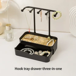 Mode Sieraden Organizer Opknoping Display Voor Oorbellen Kettingen Sieraden Opbergrek Met Houten Basis Armband Ringen Houder