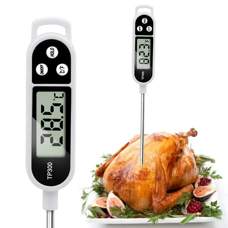 Stainless Steel Probe Cooking Thermometer, BBQ Grill Thermometer for Water Milk Oil Meat Liquid Food Temperature Testing