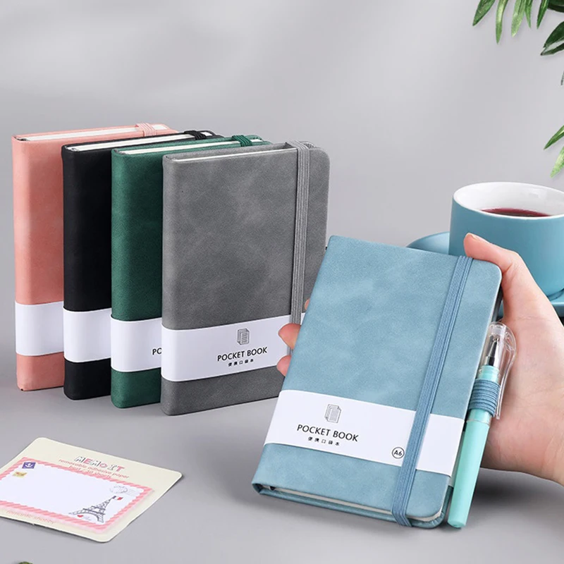 New A6 A7 Colorful Elastic Strap Pocket Notebooks Leather Cover Parper Notebook Notepad Diary Agenda Planner Notebook