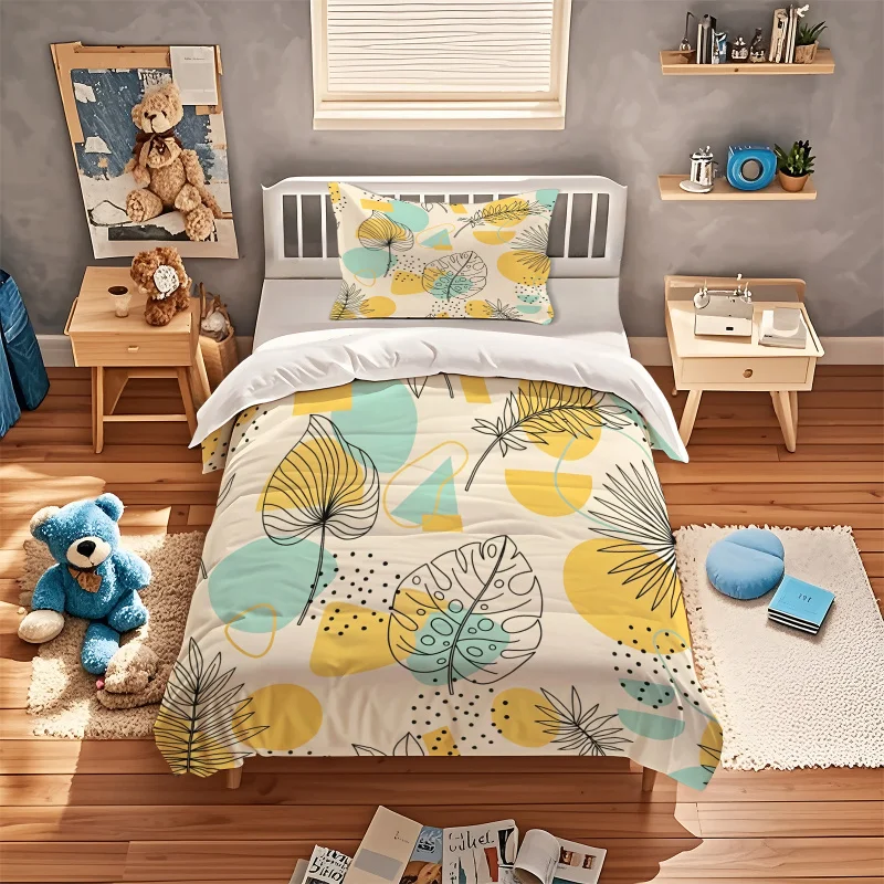 Line Art Monstera Geometric Print Duvet Cover Set Comforter Cover Bedding Set No Filler Modern Adult Bedroom Decor