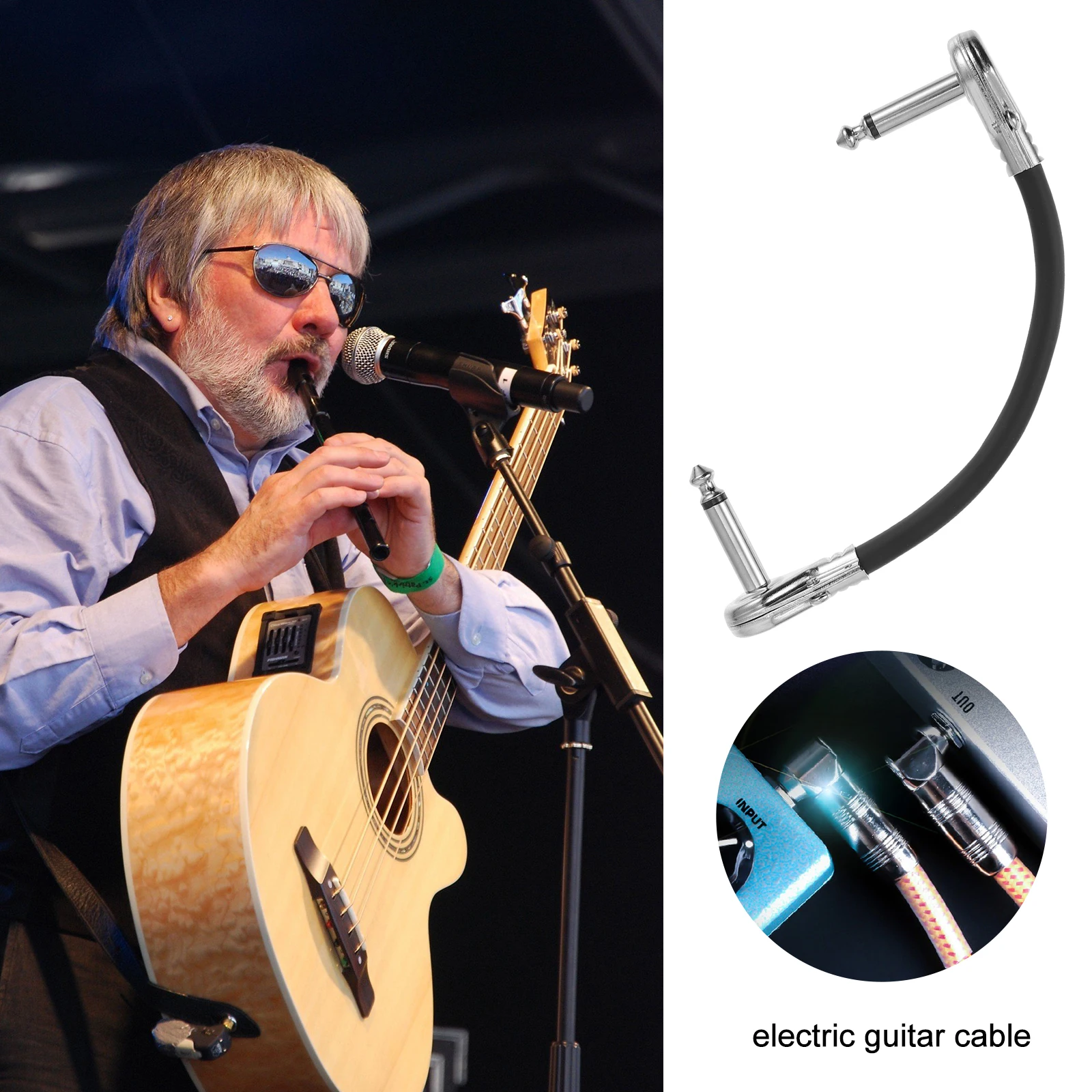 

1Pcs Guitar Patch Cable Clear Sound Quality Wear Resistant Portable Lightweight Replacement Old Broken Cables Electric Guitar