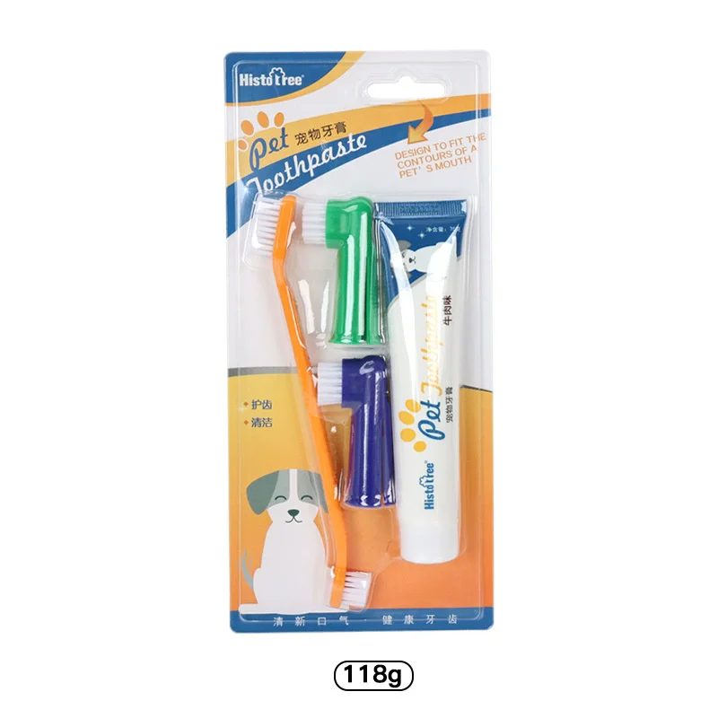 Pet Toothbrush & Toothpaste Set – Beef Flavor, Reduces Plaque & Tartar, Oral Care for Dogs & Cats