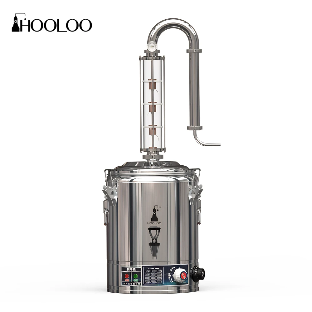 HOOLOO SIP15/25/50 المقطر المنزل التدفئة الكهربائية Moonshine لا تزال آلة التقطير النحاس الفولاذ المقاوم للصدأ عمود ويسكي