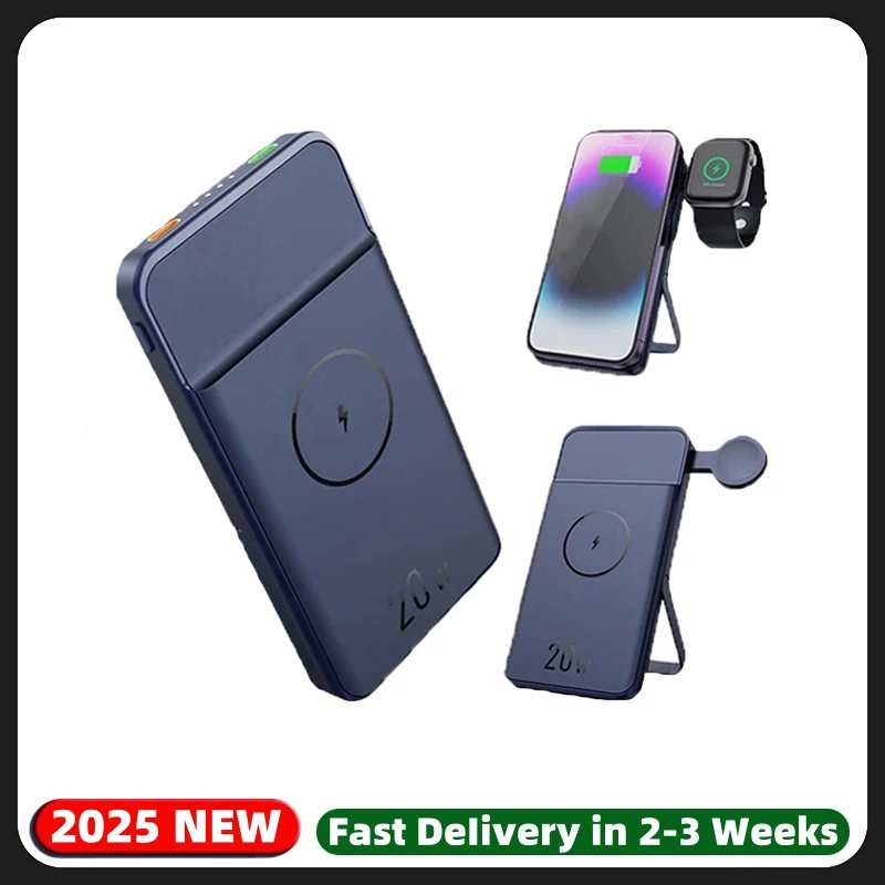 

10000mAh 3 in 1 Magnetic Wireless Power Bank 20W Fast Charger For iPhone Apple Watch iWatch Powerbank External Auxiliary Battery