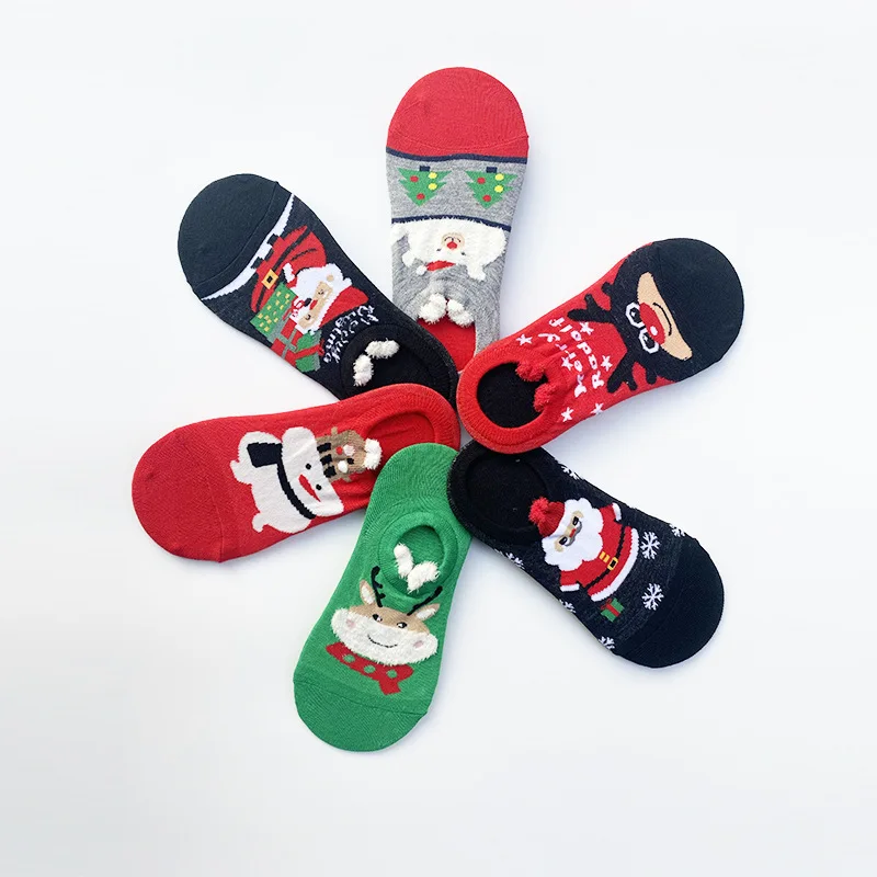 

10 Pairs/Lot Women's Socks Winter Autumn New Cartoon Christmas Invisible Low Cut Sock Female Girls Casual Sox for New Year