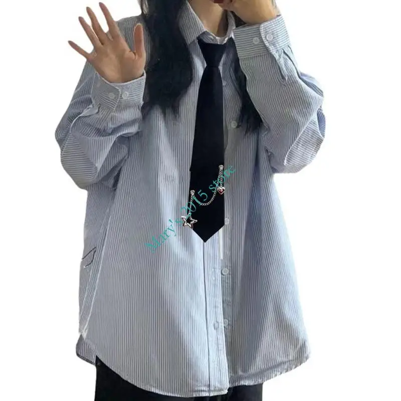 E15F ربطة عنق بانك بسحاب 2000s سلسلة ربطة عنق معقودة مسبقًا ديكورات برقبة للنساء والرجال