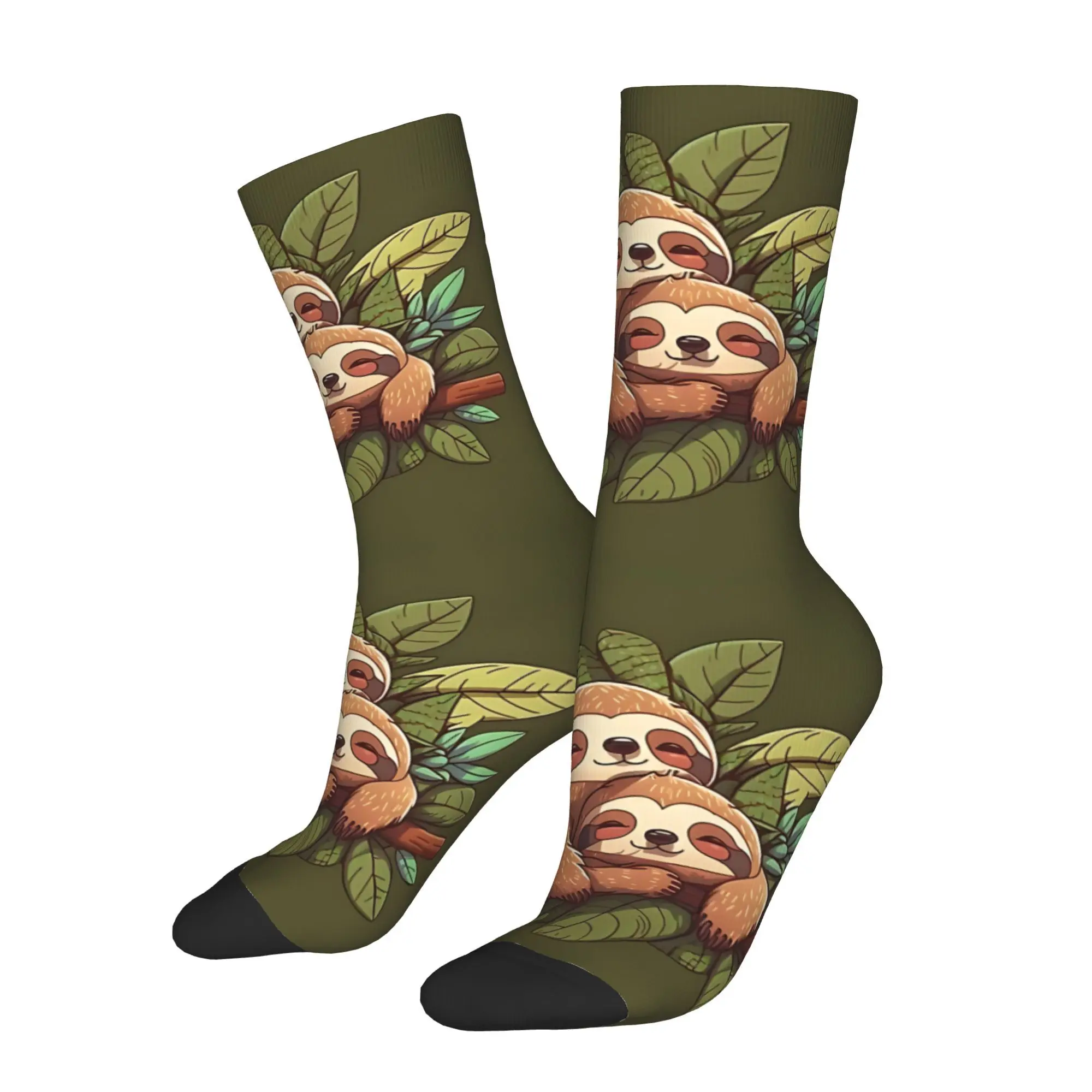 1pc Cute Sloths Printed Men's Socks  Novelty Hip Hop Harajuku Pattern Crew Sock Casual Gift