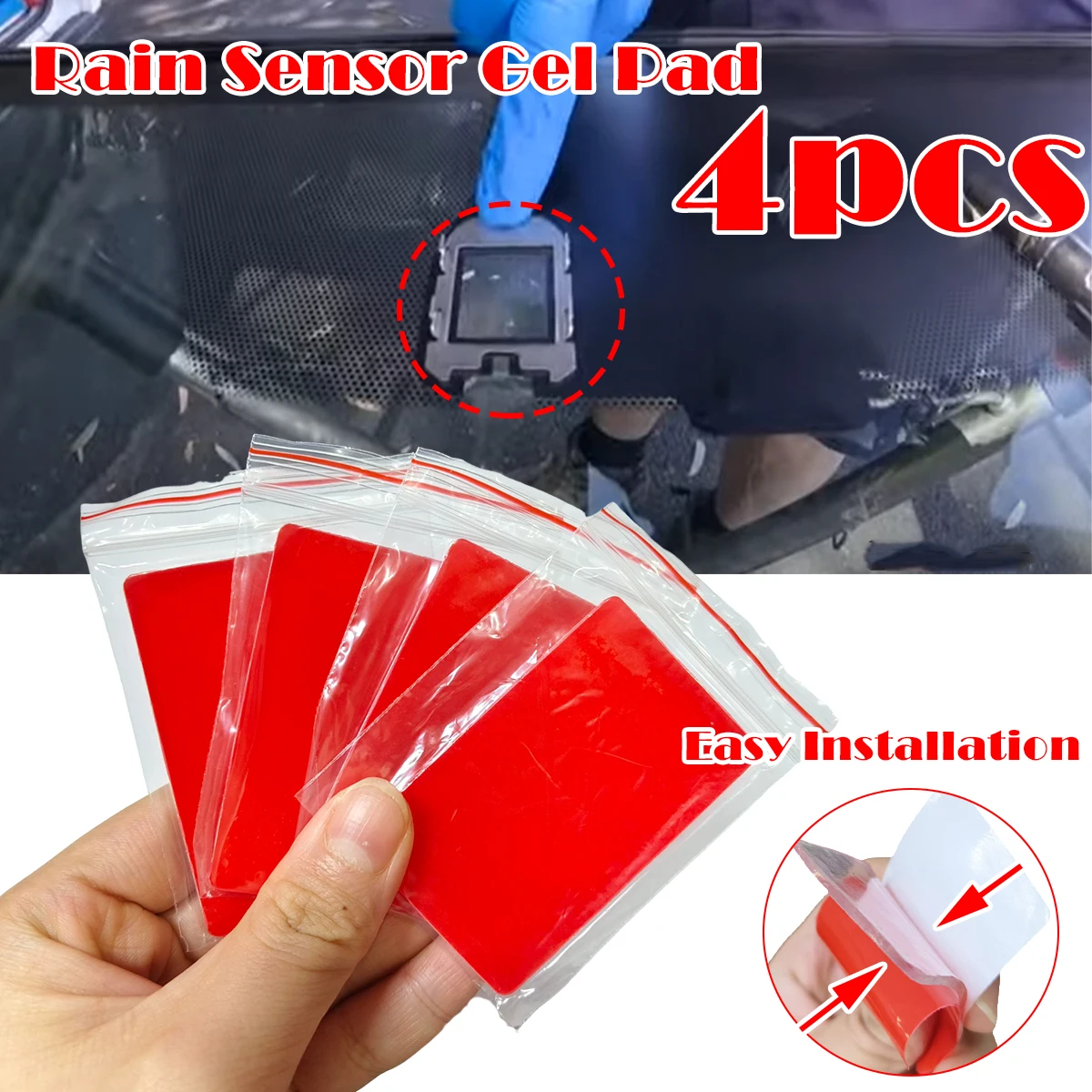 4Pcs Rain Sensor Gel Pad Adhesive Film Silicone Cushion Pad Windscreen Multi-Purpose Tape For VW TOYOTA PEUGEOT MAZDA 2 3 5 6