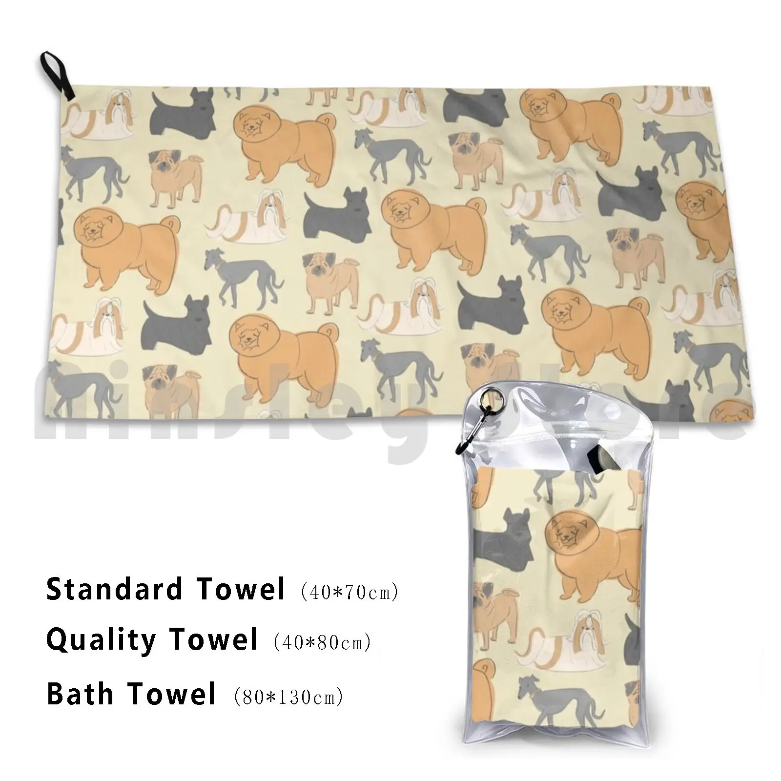 The Pack Bath Towel Beach Cushion Dog Pattern Dogs Chow Chow Italian Greyhound Iggy Scottish Terrier Terrier