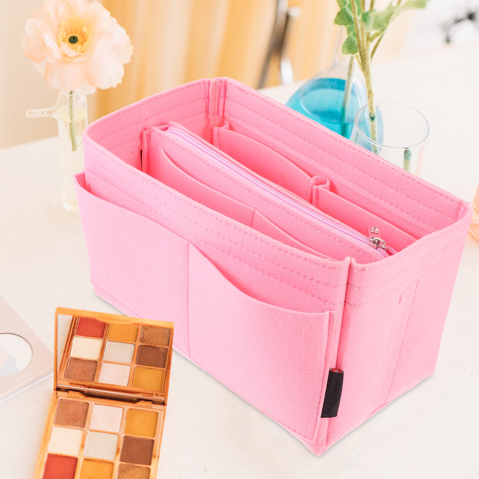 

Felt Bag 14x15x26cm R om Zip Color Durable Lightweight Multi Makeup Storage Pouch Stationery Toiletry