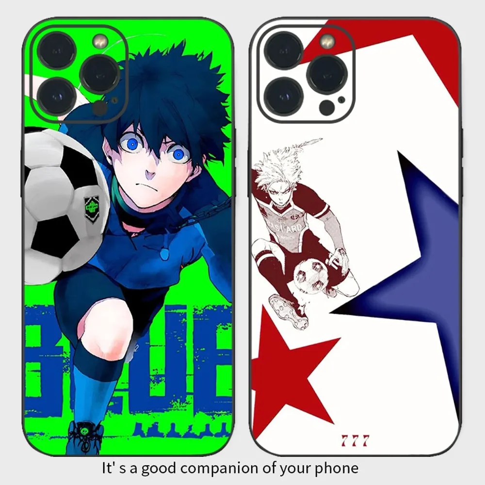 B-Blue L-Lock Anime Phone Case  For iPhone16 15 14 13 12 Mini 11 Pro XS Max X XR SE5 6 7 8 Plus Soft Silicone Cover