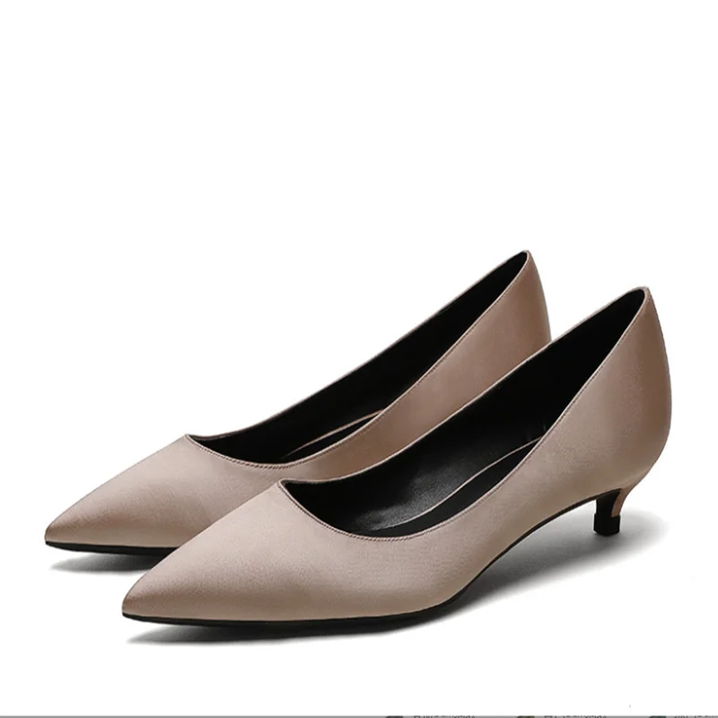 الحلو عادية 3 سنتيمتر كعب منخفض الأساسية الصلبة السيدات أشار تو خنجر عالية الكعب الانزلاق على أحذية الربيع مضخات للنساء حجم كبير #5