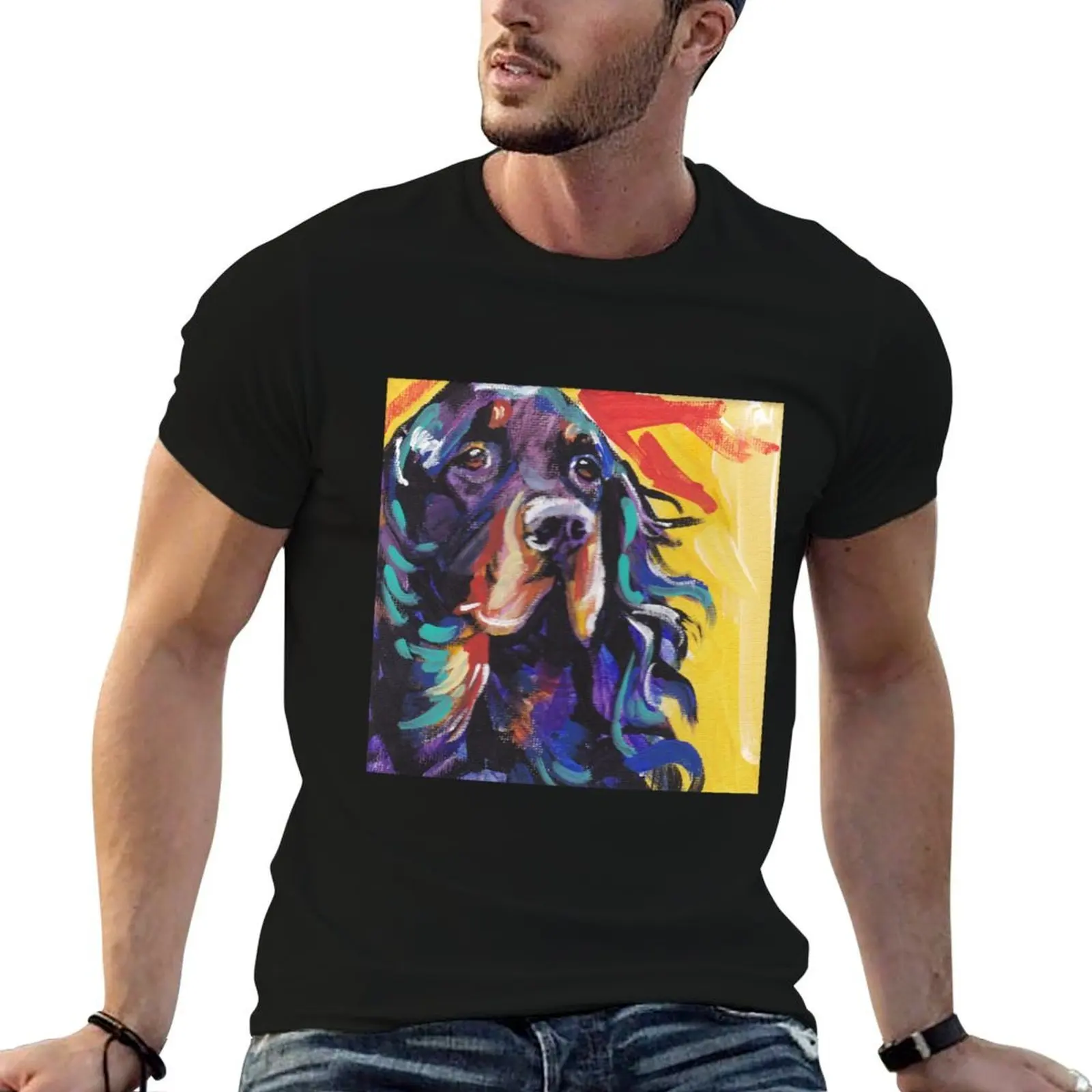

Gordon Setter Dog Bright colorful pop dog art T-Shirt t shirts for man slim fit anime t shirts for man T-Shirt