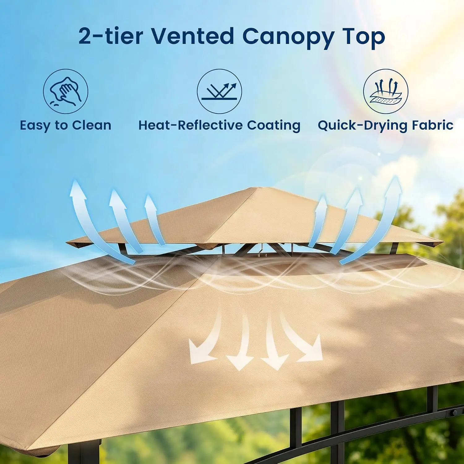 8x5 Grill Gazebo with 2 Shelves and Bottle Opener, All-Weather BBQ Canopy for Outdoor Grilling, Ventilated Double-Tiered Roof, Heavy-Duty Powder-Coated Steel Frame