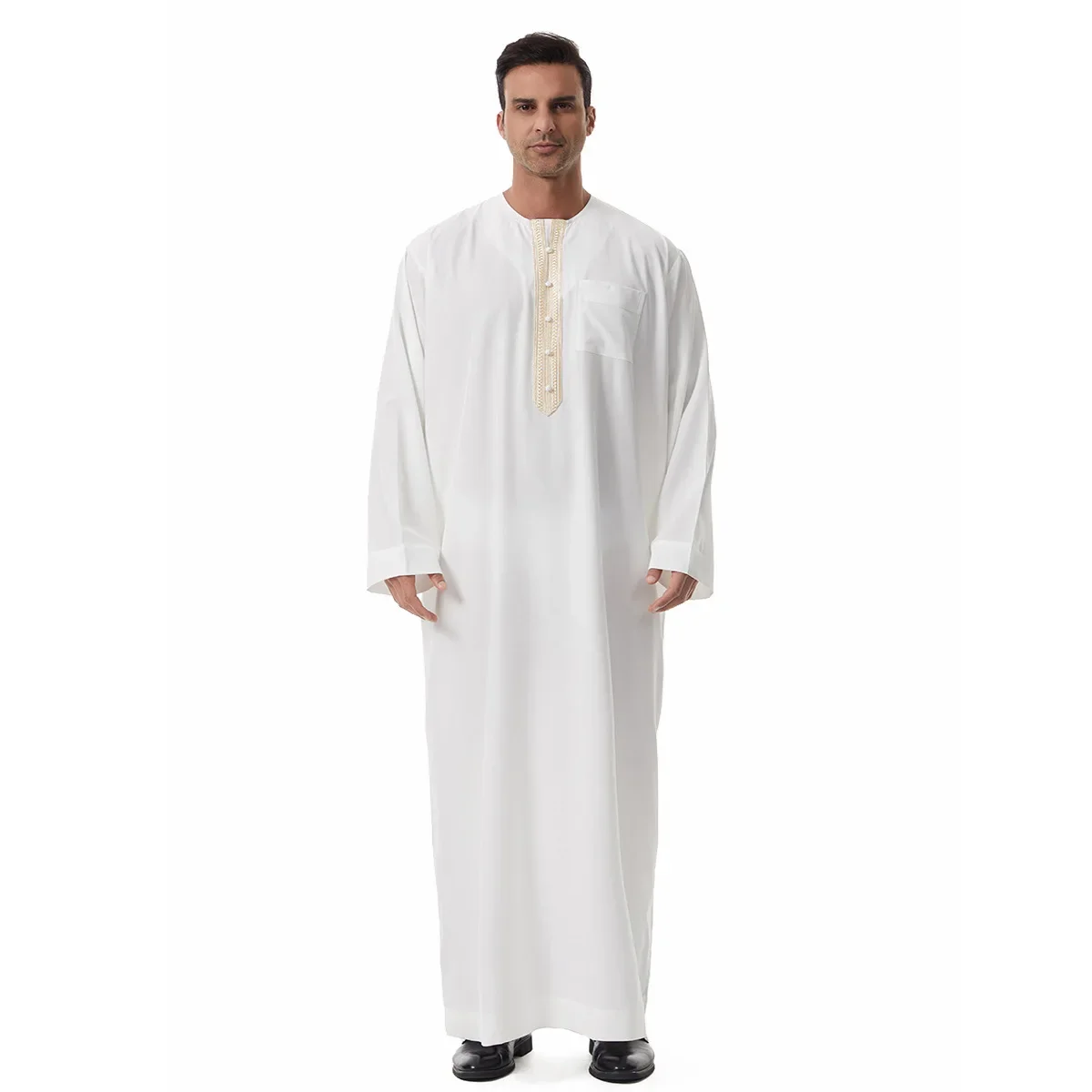 Ramadan Men Robe Muslim Robe Arab Long Sleeve Embroidery Men Abaya Jubba Thobe Eid Djellaba Saudi Arabic Daffah Dishdasha Kaftan