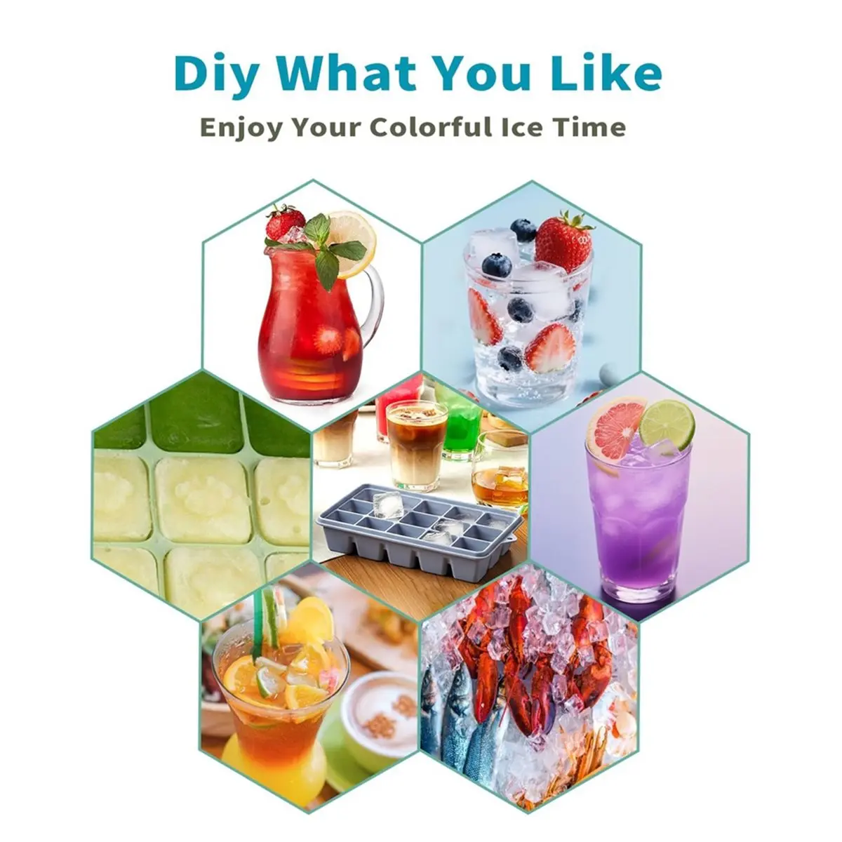 2026 New Silicone Ice Tray with Lid for Freezer - Non-Spill, Stackable Ice Bucket Kit for Cocktails with Lid Blue
