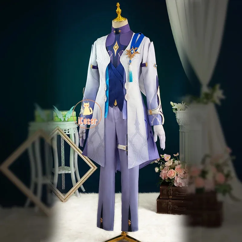 iCoser Honkai Star Rail Sunday Cosplay Costume Wig Uniform Luminous Headwear Rings Earrings Halloween Party for Women Men Props
