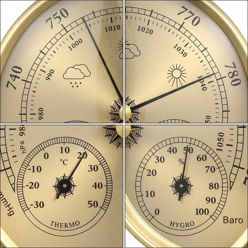 Analog 130mm Weather Display with Thermometer Hygrometer and Barometer for Temperature Humidity Pressure Readings