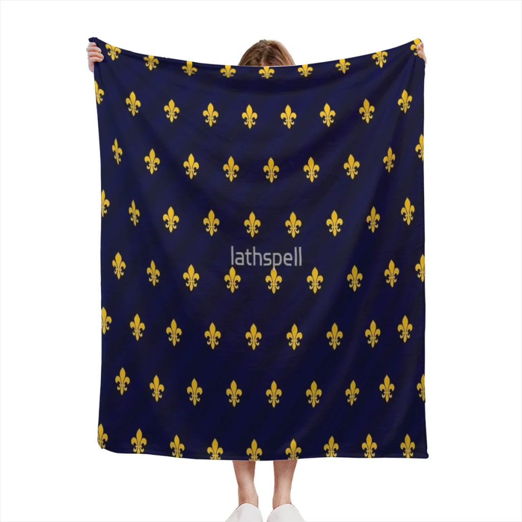 

Fleur de Lys Gold Blue Thin Blanket Soft comforter sets throw for Couch Warm Flannel Blankets Bedroom Summer Blanket