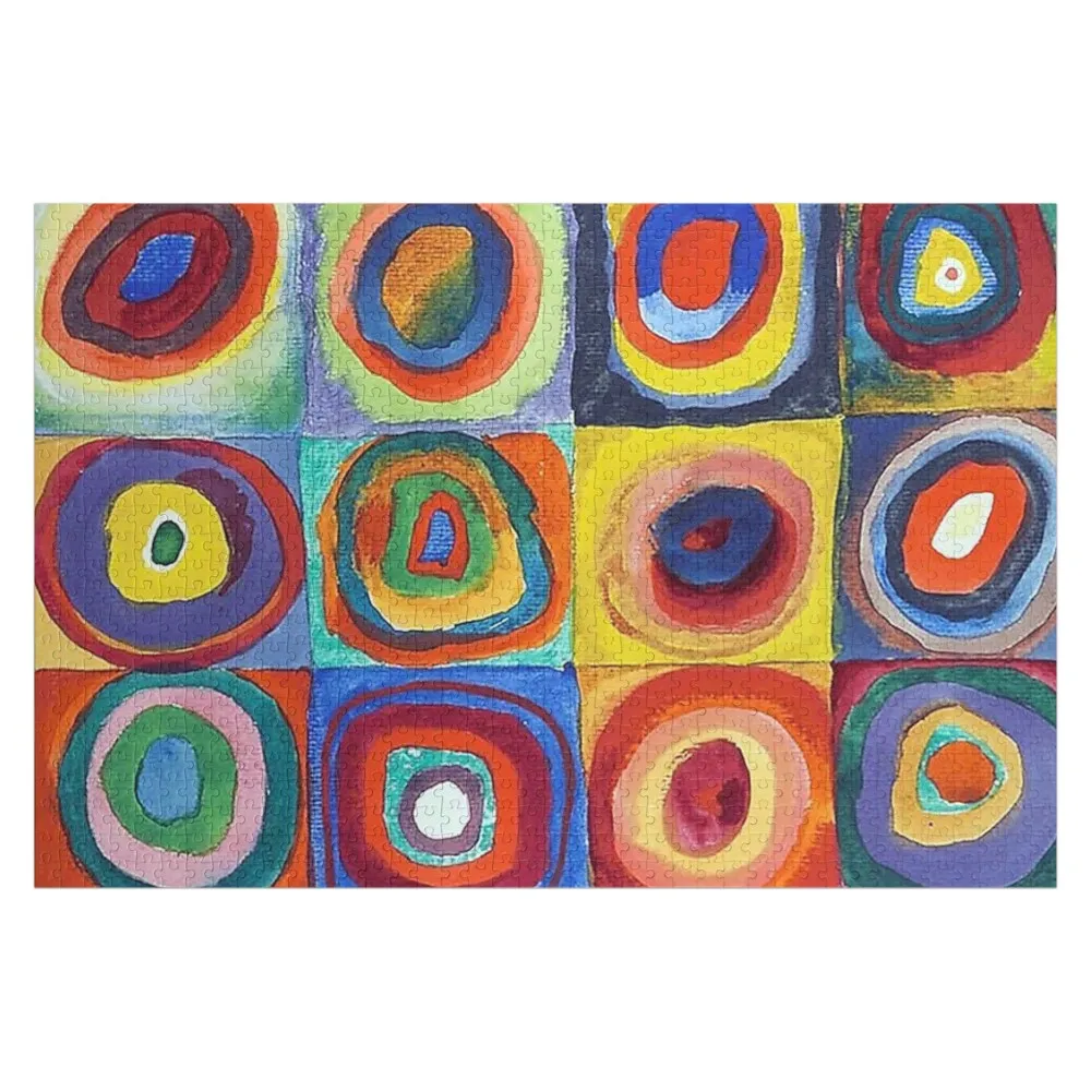 Wassily Kandinsky - Color Study, Squares with Concentric Circles Jigsaw Puzzle Custom Wooden Gift Adult Wooden Puzzle