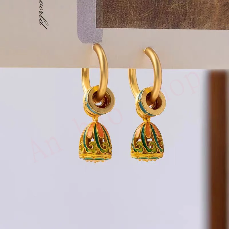 

Ethnic style earrings, carp, lotus, lotus leaves, female accessories, auspicious