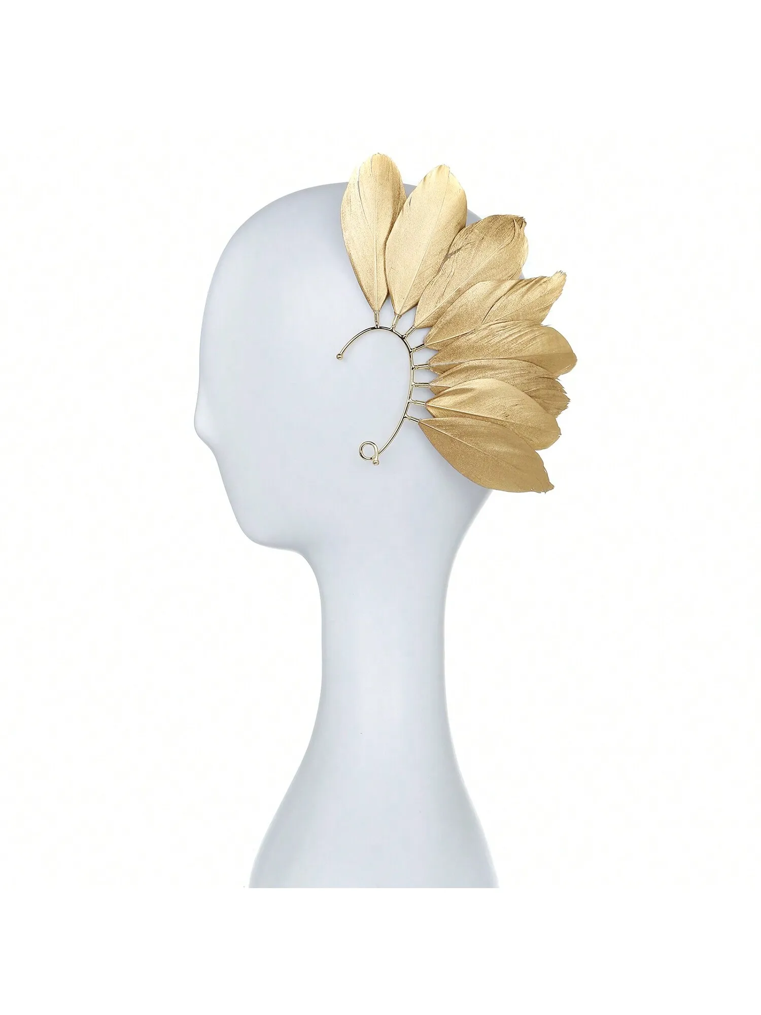 Single Golden Feather Ear Wrap - Vintage Bohemian Style Jewelry