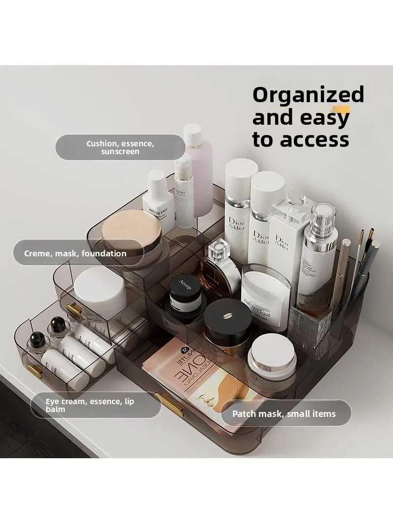 

Luxury Desktop eup Storage Box Large Capaci Dustproof Multi-layer Der Sle Skin Care Products Lipsti Organizer Box