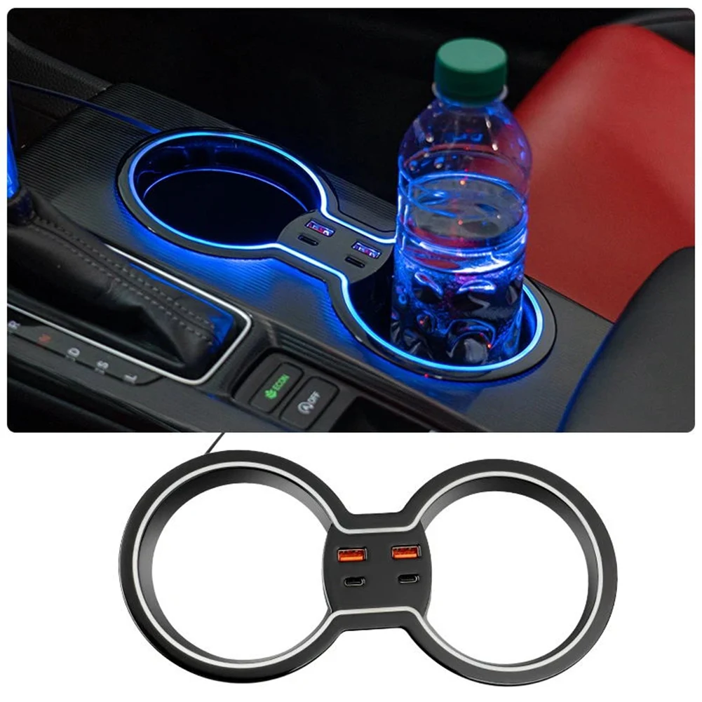 Car Water Cup Holder Ambient Light for Honda Civic 11th 2021-2024 Hatchback Central Control Fast Charging Expansion Dock