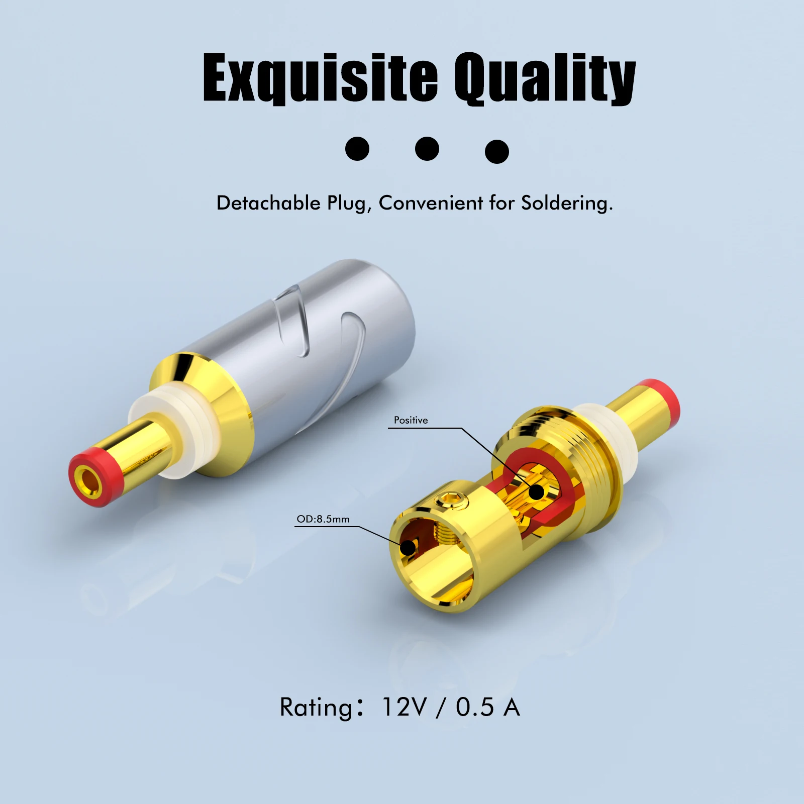 Monosaudio DC21 DC25 Pure Copper Gold Plated Connector Jack DC 5.5 / 2.1mm DC Cable Plugs for Audiophile Applications