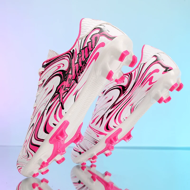 Adult Professional FG/TF Soccer Shoes Non-Slip Long Spike Football Boots Young Kids High Ankle Cleats Grass Soccer Sneakers ﻿