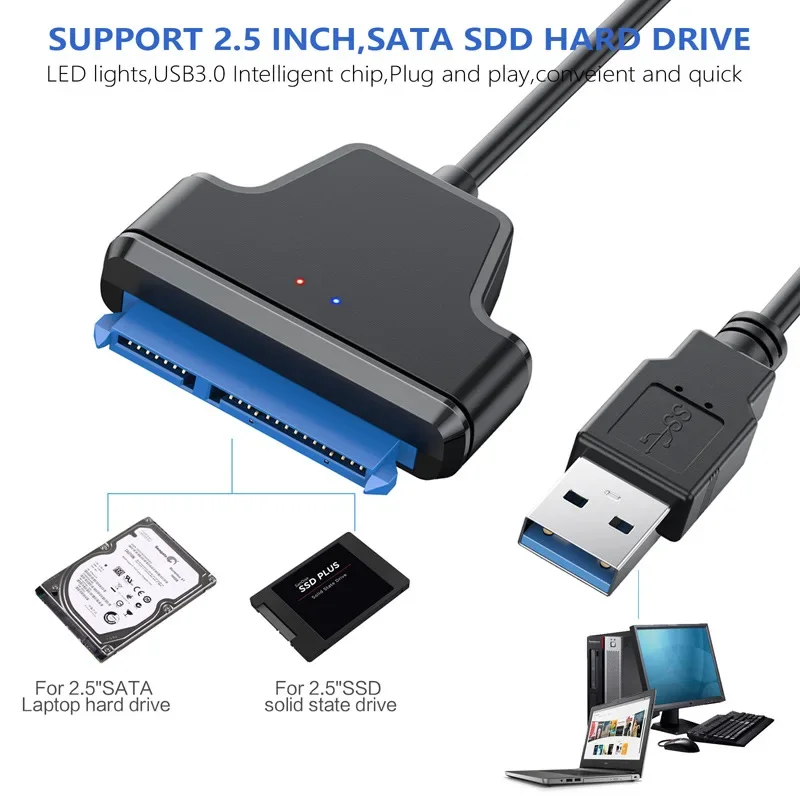 USB 3.0 SATA 3 كابل Sata إلى USB 3.0 محول يصل إلى 6 جيجابت في الثانية يدعم 2.5 بوصة محرك الأقراص الصلبة الخارجي SSD 22 دبوس كابل Sata III