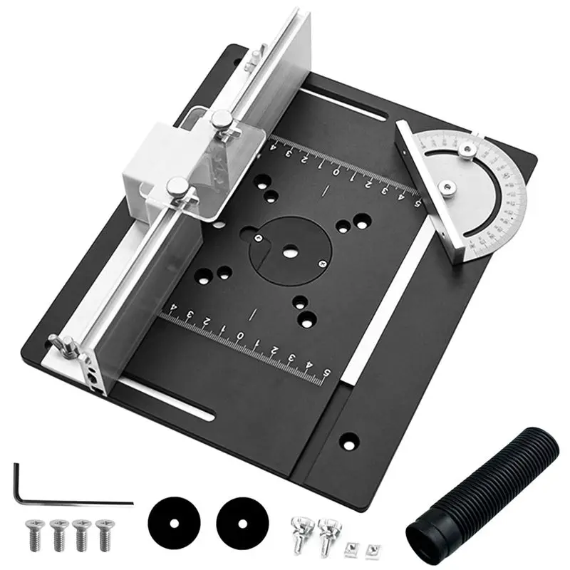 AEE6-1Set Milling Table Insert Plate,Aluminium Milling Table For Router With Holder Chamfer Torque, Table Router Insert Plate