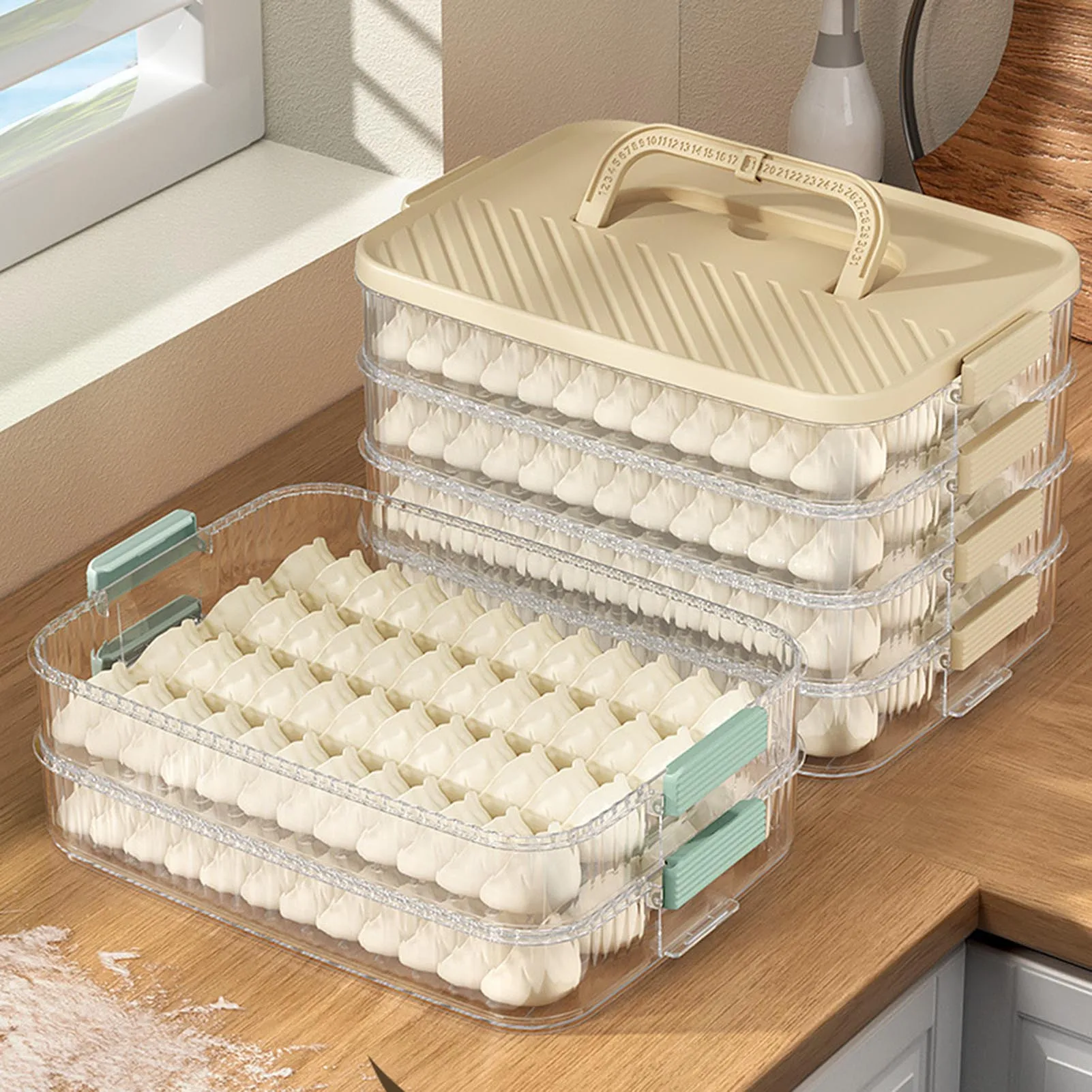 Multi Layer Dumpling Storage Box Household Plastic Reusable Wonton Food Tray Suitable for Snacks Vegetables Fruits