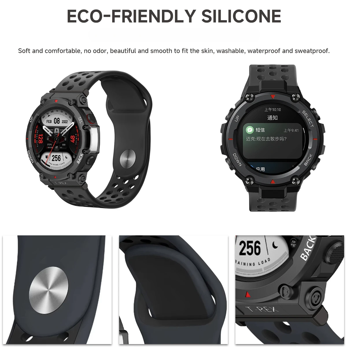 تنفس سيليكون حزام ل Huami Amazfit T-Rex 2 ساعة ذكية الفرقة سوار رياضي أحزمة ل Amazfit T Rex Trex 2/3 Pro Correa